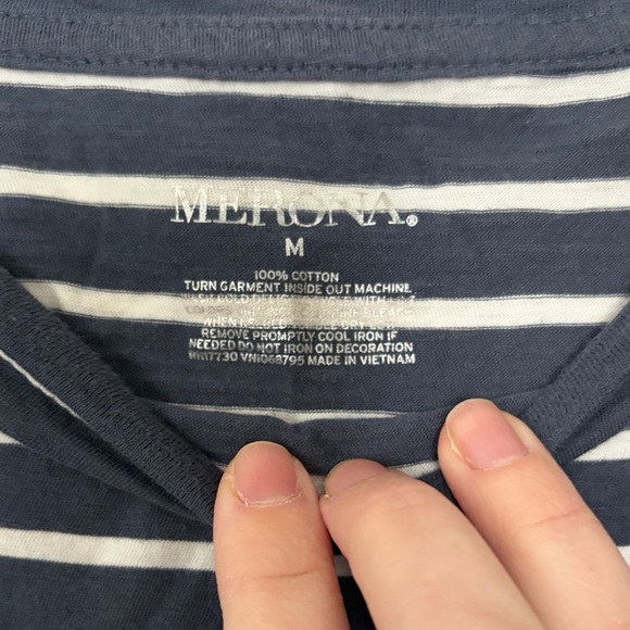 Merona Blue and White Striped Cotton Tee - Picture 2 of 4